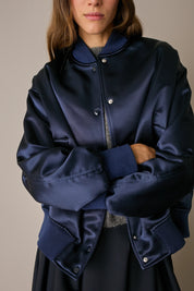 Wool satin bomber jacket
