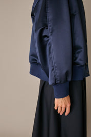 Wool satin bomber jacket