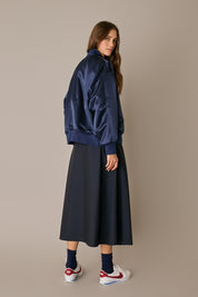 Wool satin bomber jacket