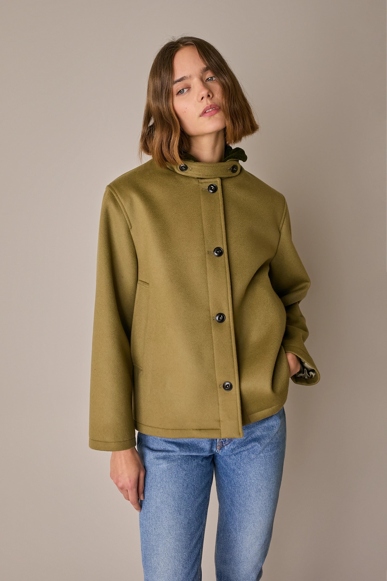 Wool and cashmere deck jacket