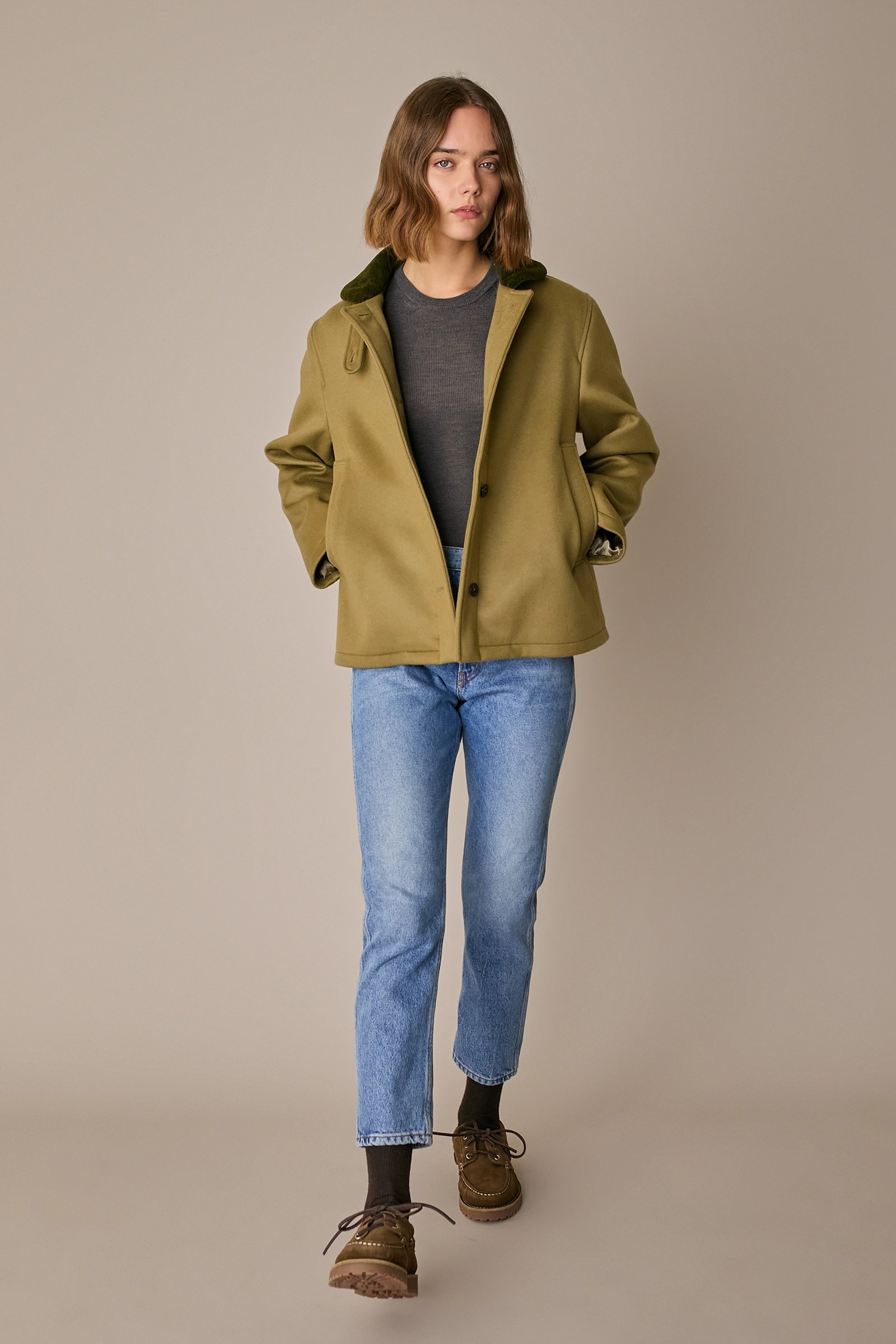 Wool and cashmere deck jacket