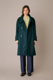 Wool and cashmere coat with funnel neck