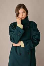 Wool and cashmere coat with funnel neck