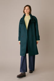 Wool and cashmere coat with funnel neck