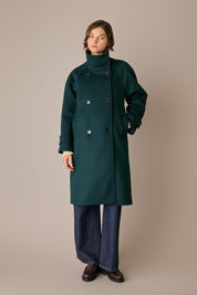 Wool and cashmere coat with funnel neck