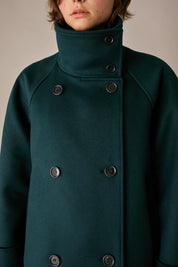 Wool and cashmere coat with funnel neck