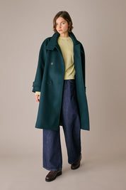 Wool and cashmere coat with funnel neck