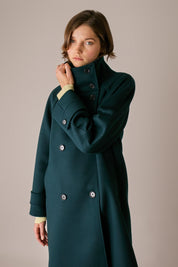 Wool and cashmere coat with funnel neck