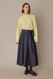 Wool-blend pleated midi skirt 