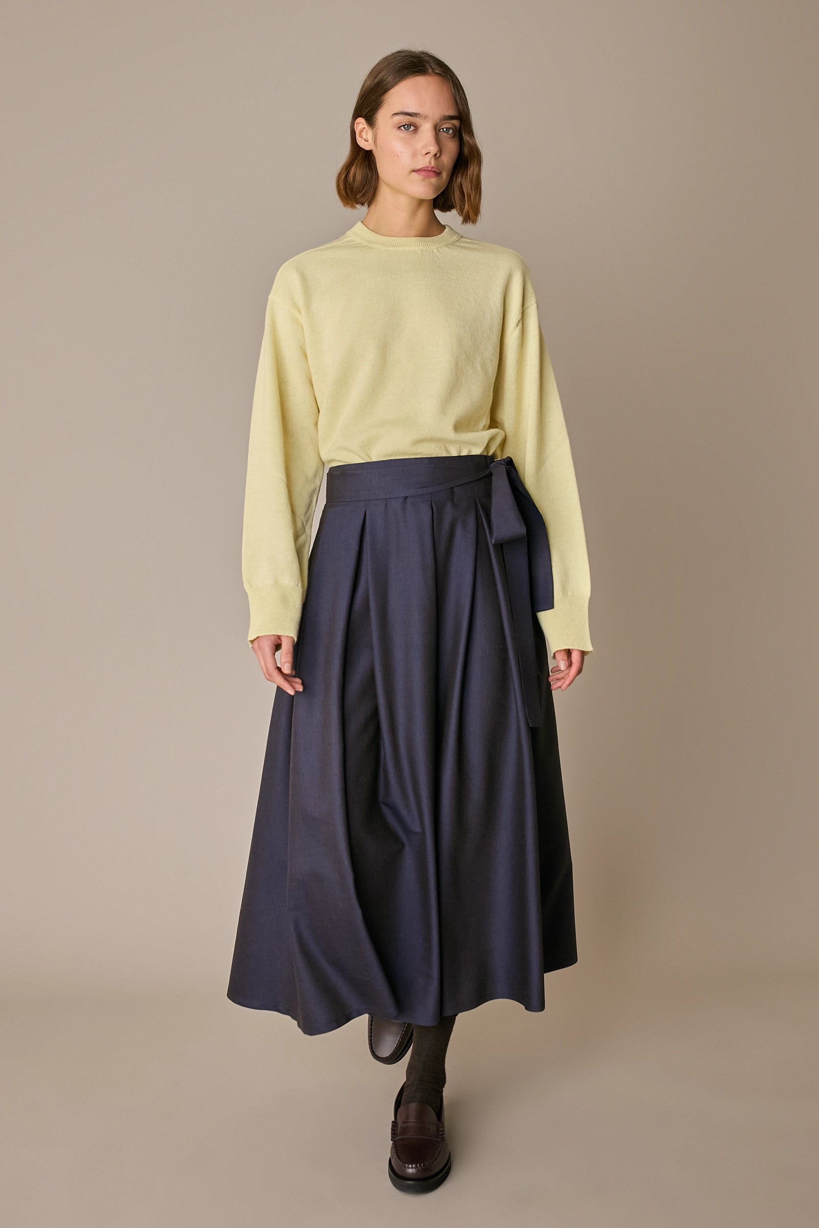 Wool-blend pleated midi skirt 