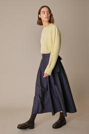 Wool-blend pleated midi skirt 