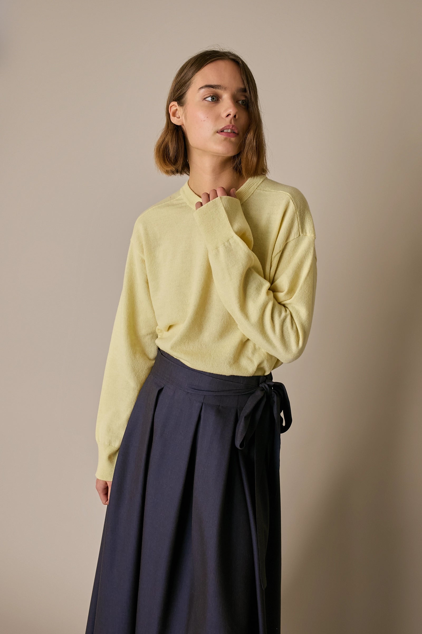 Wool-blend pleated midi skirt 