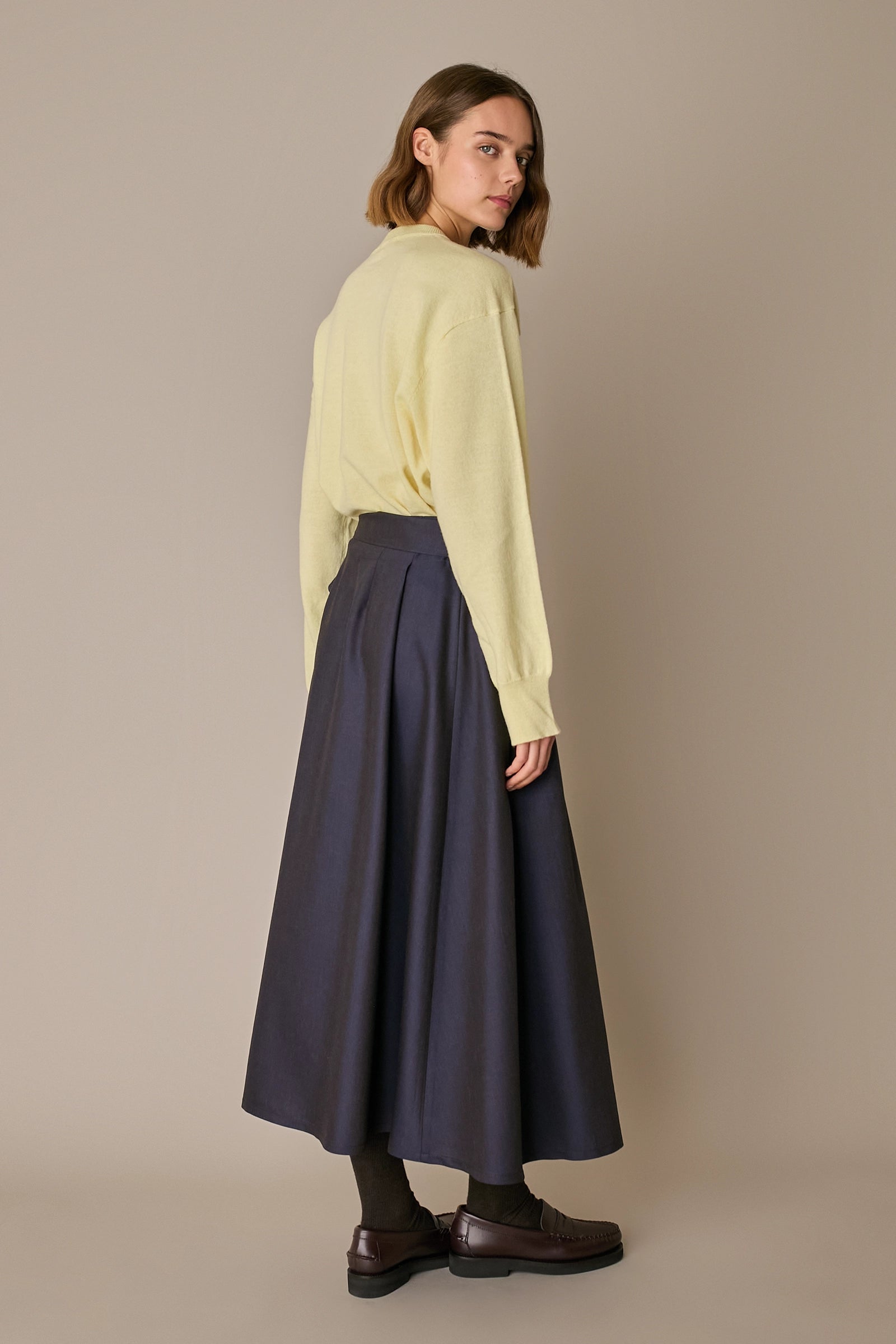 Wool-blend pleated midi skirt 