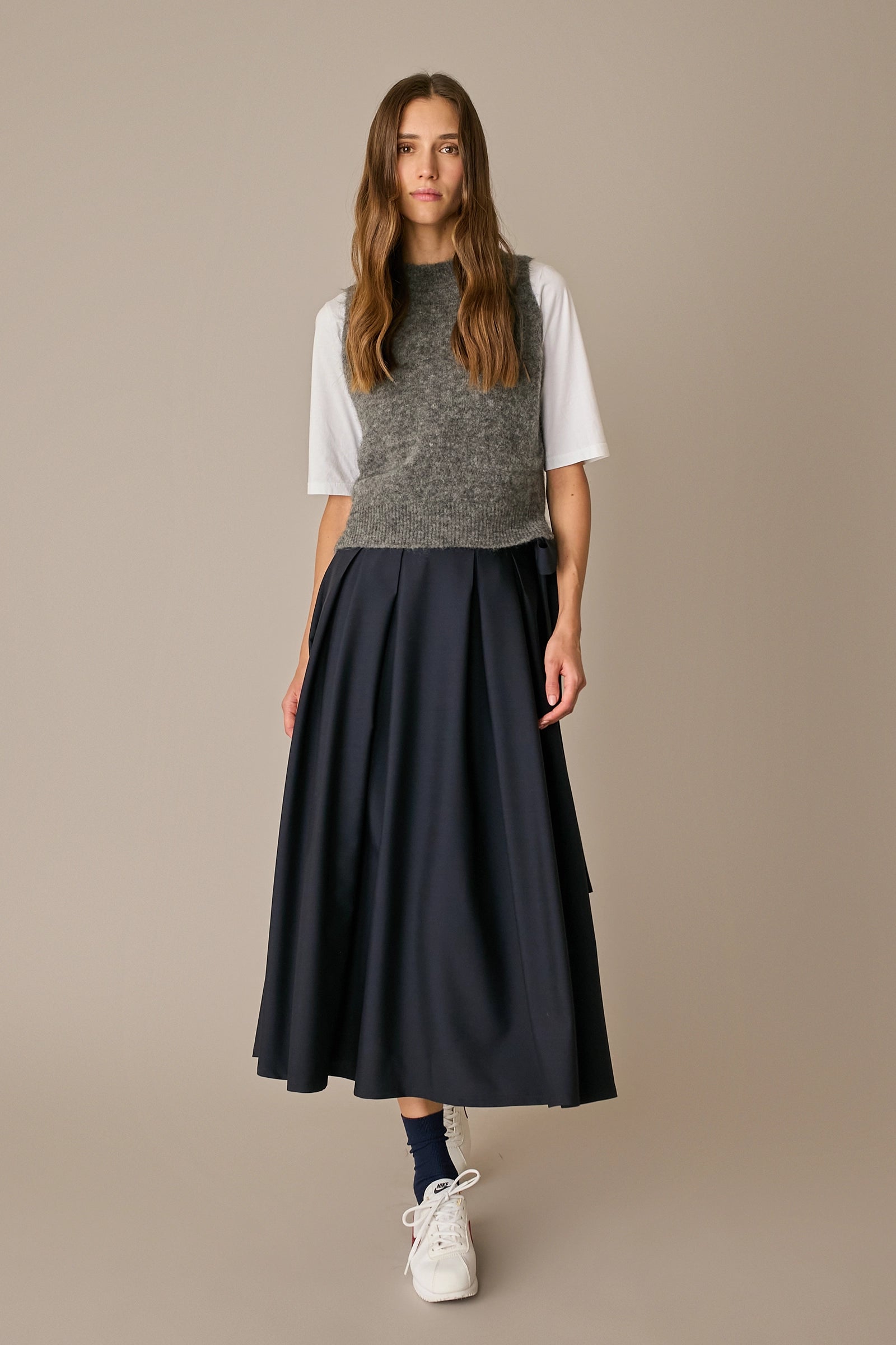 Pleated virgin wool Skirt