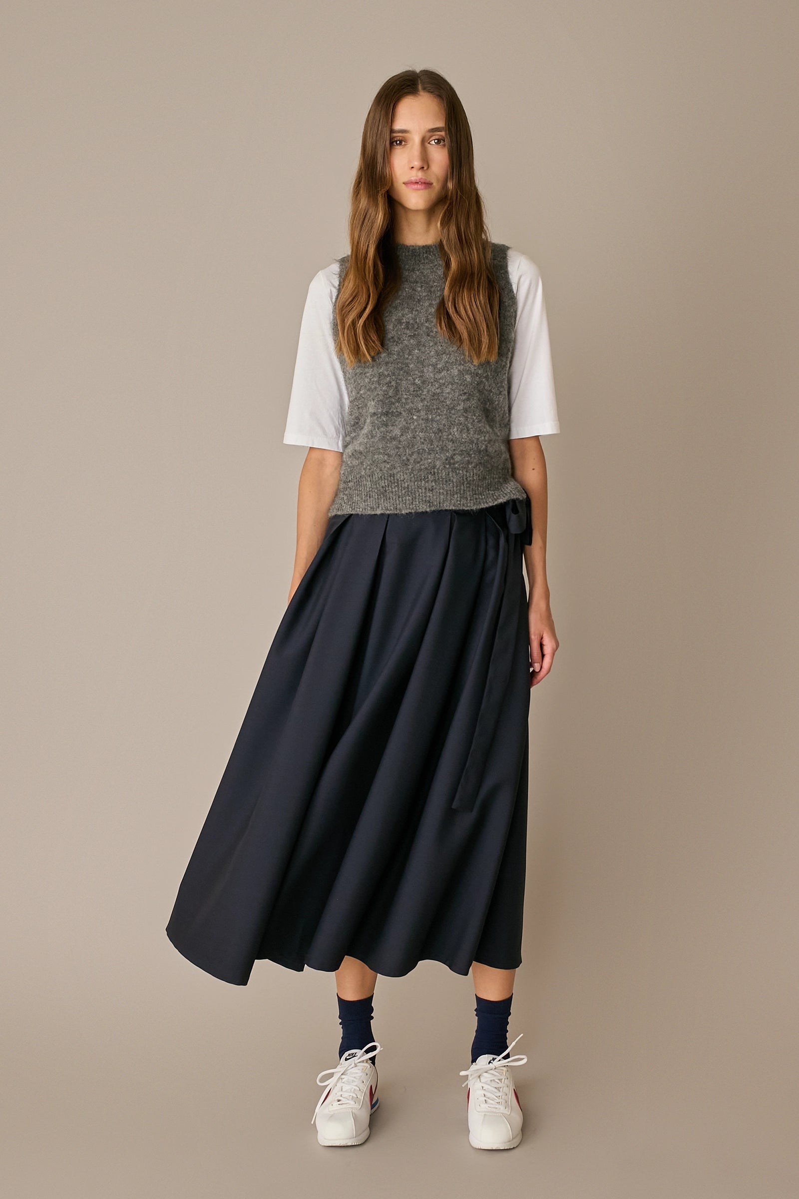 Pleated virgin wool Skirt