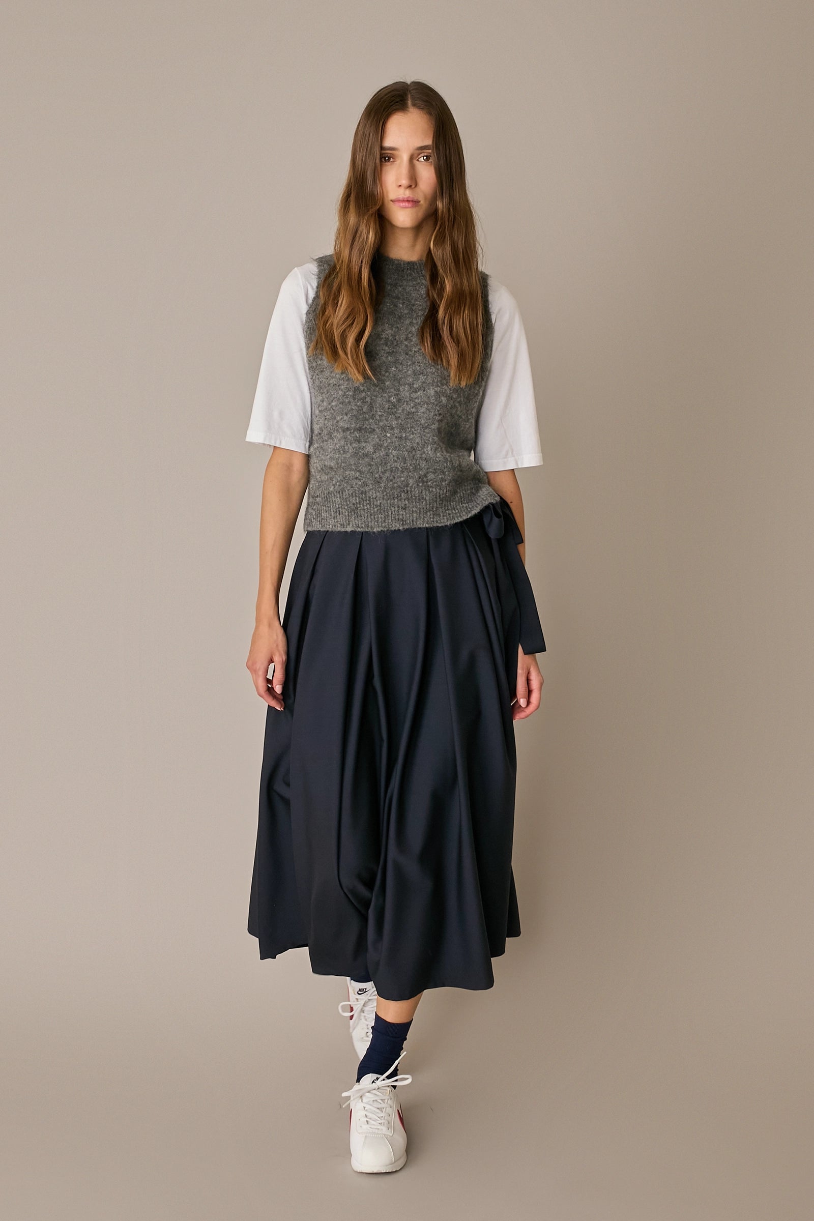 Pleated virgin wool Skirt