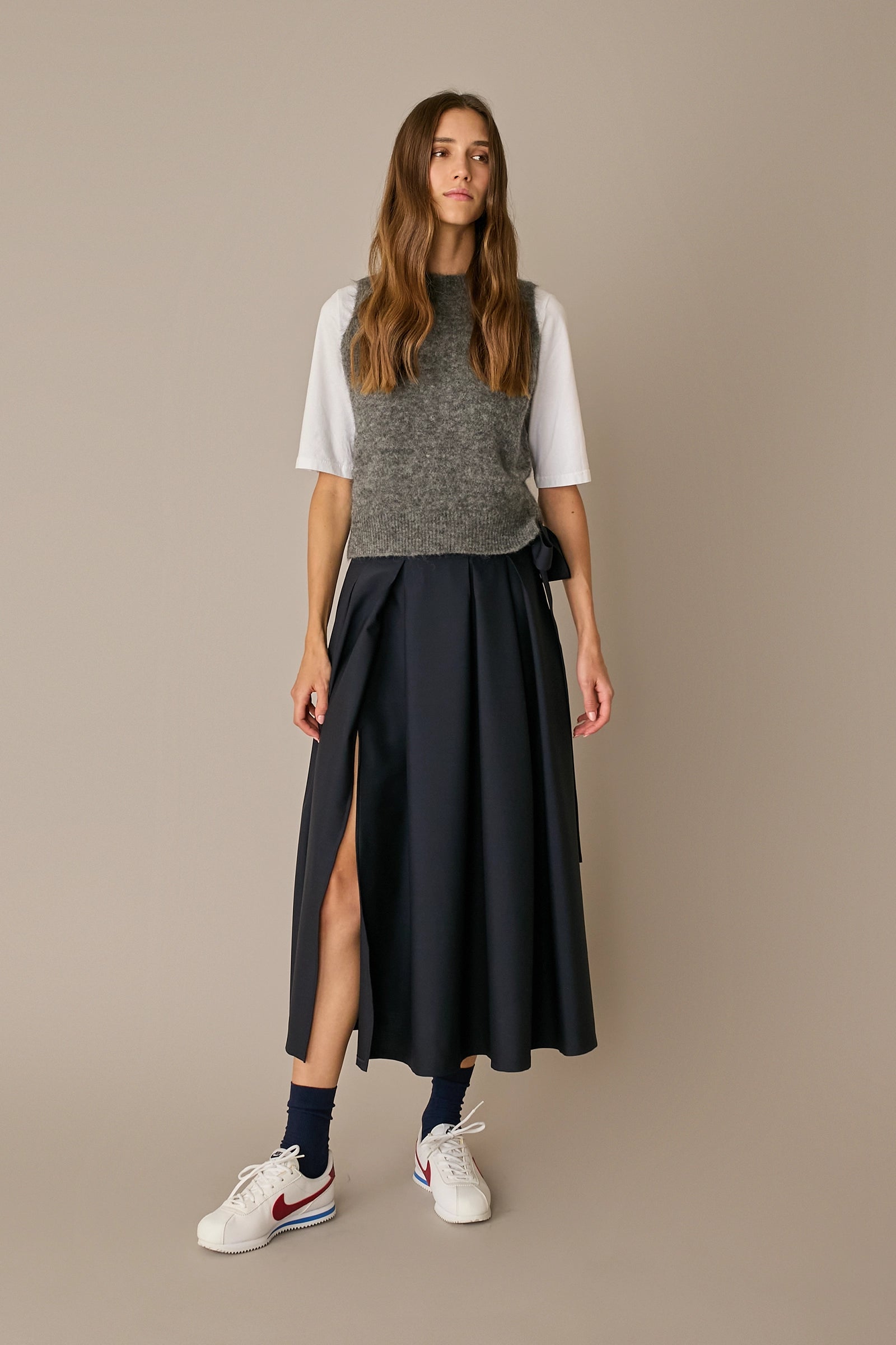 Pleated virgin wool Skirt