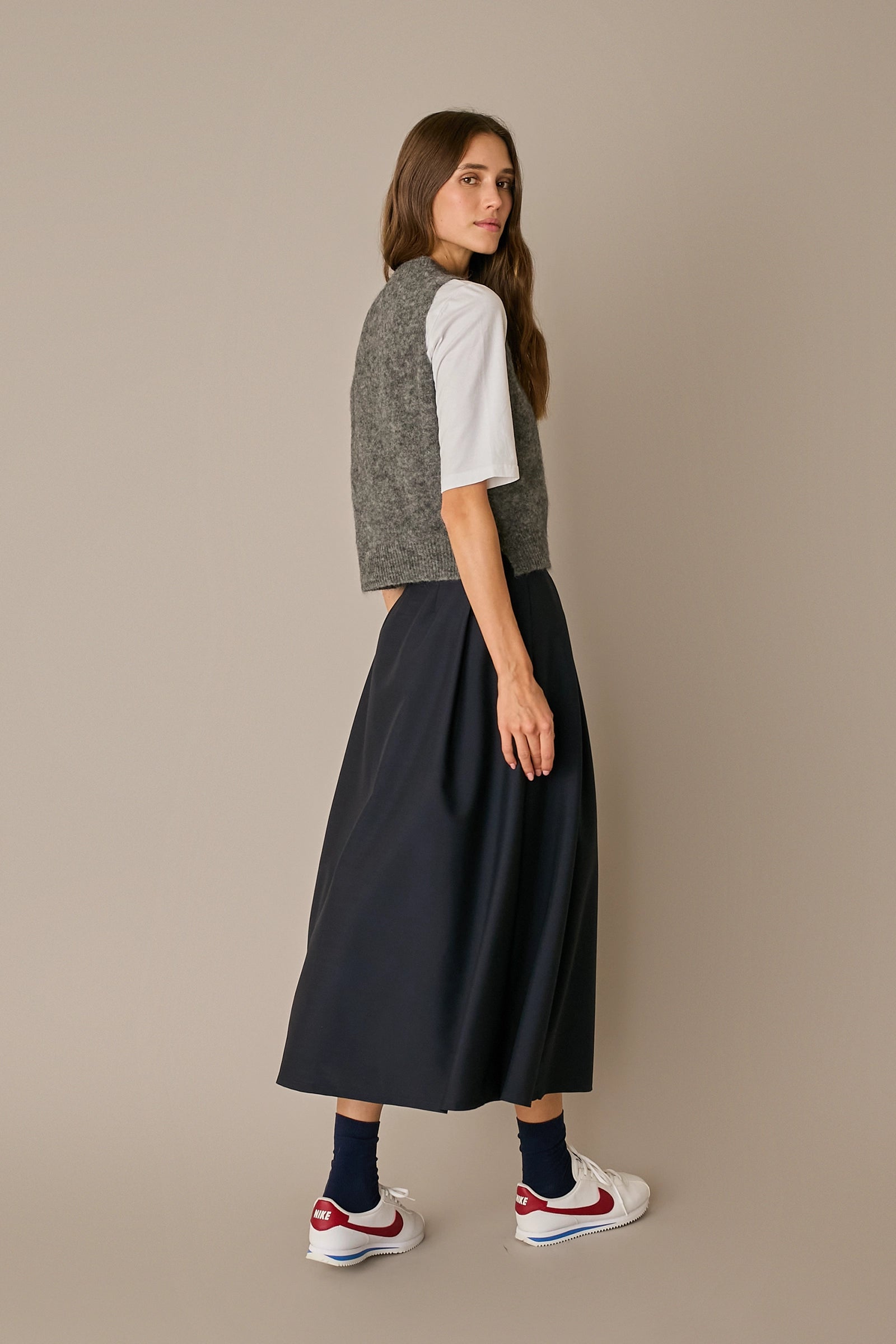 Pleated virgin wool Skirt