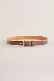 Thin rectangular buckle leather belt
