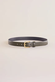 Thin rectangular buckle leather belt
