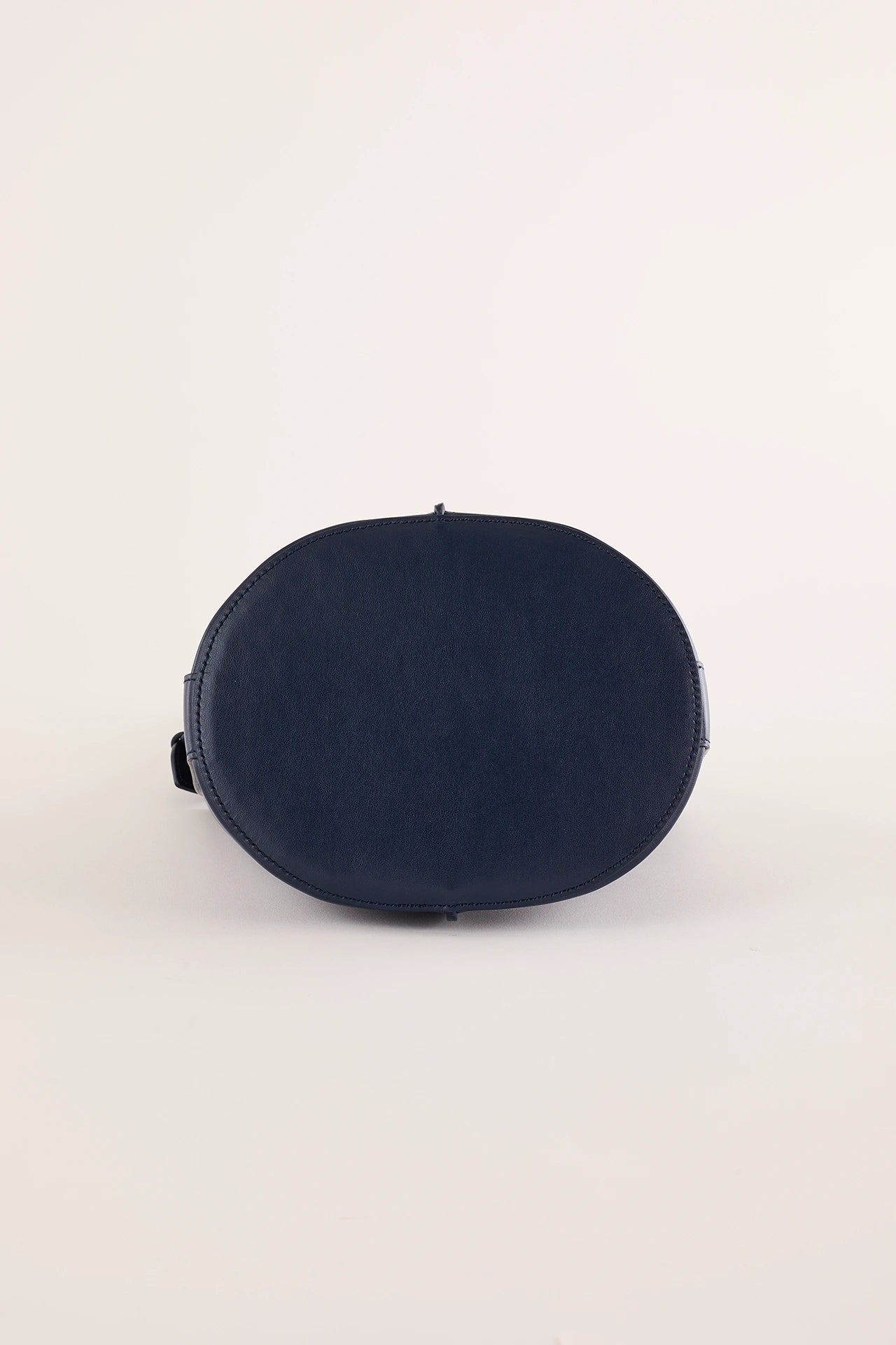 Leather bucket bag with strap
