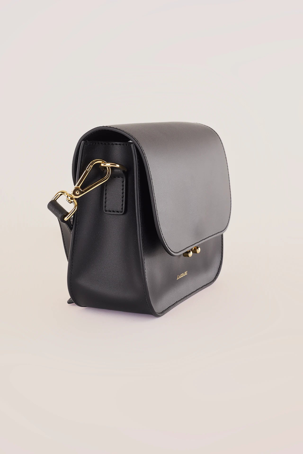 Rectangular shoulder bag with push-lock fastening
