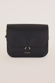 Rectangular shoulder bag with push-lock fastening