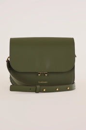 Rectangular shoulder bag with push-lock fastening