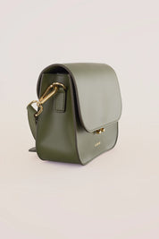 Rectangular shoulder bag with push-lock fastening