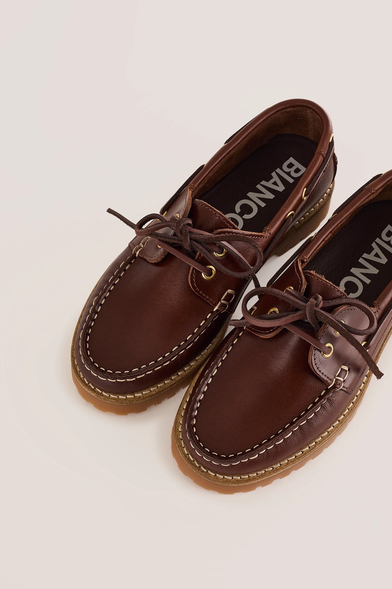 Rubber-soled boat shoes – Bianco