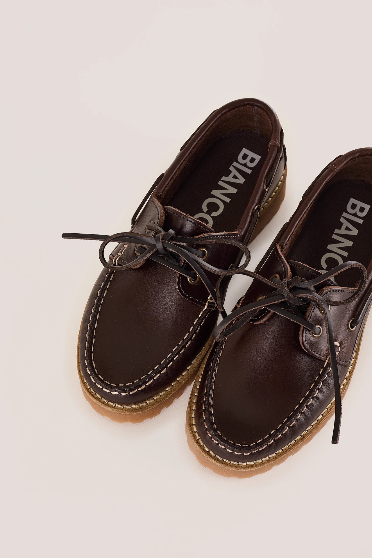 Rubber-soled boat shoes – Bianco