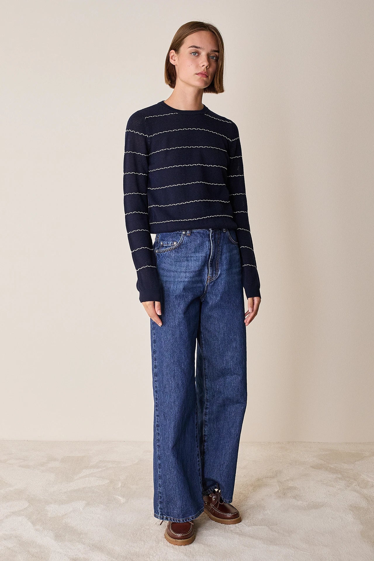 Maglia girocollo a righe