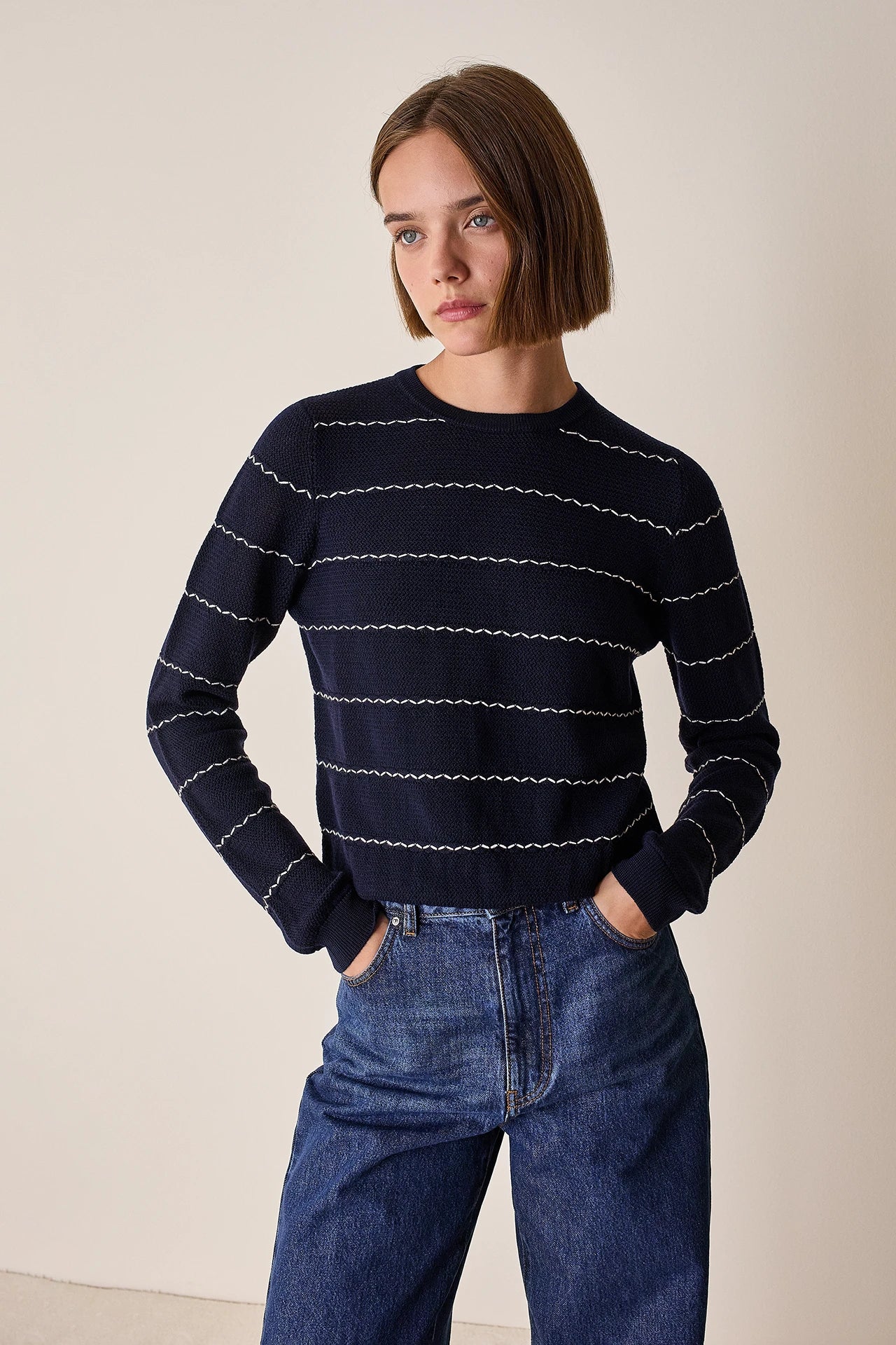 Maglia girocollo a righe