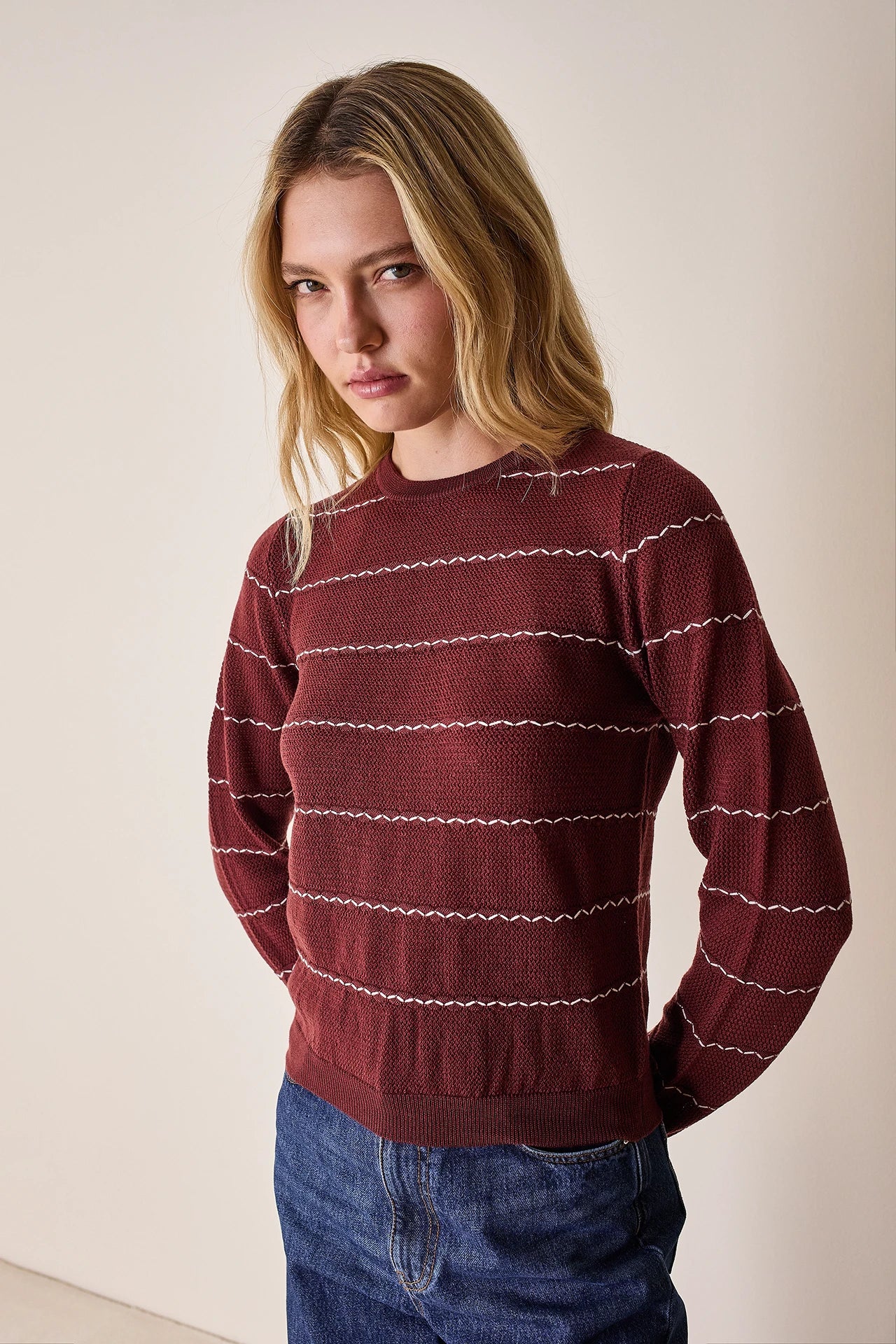 Maglia girocollo a righe