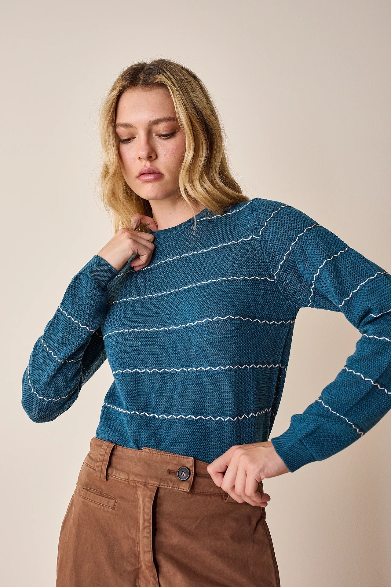 Maglia girocollo a righe