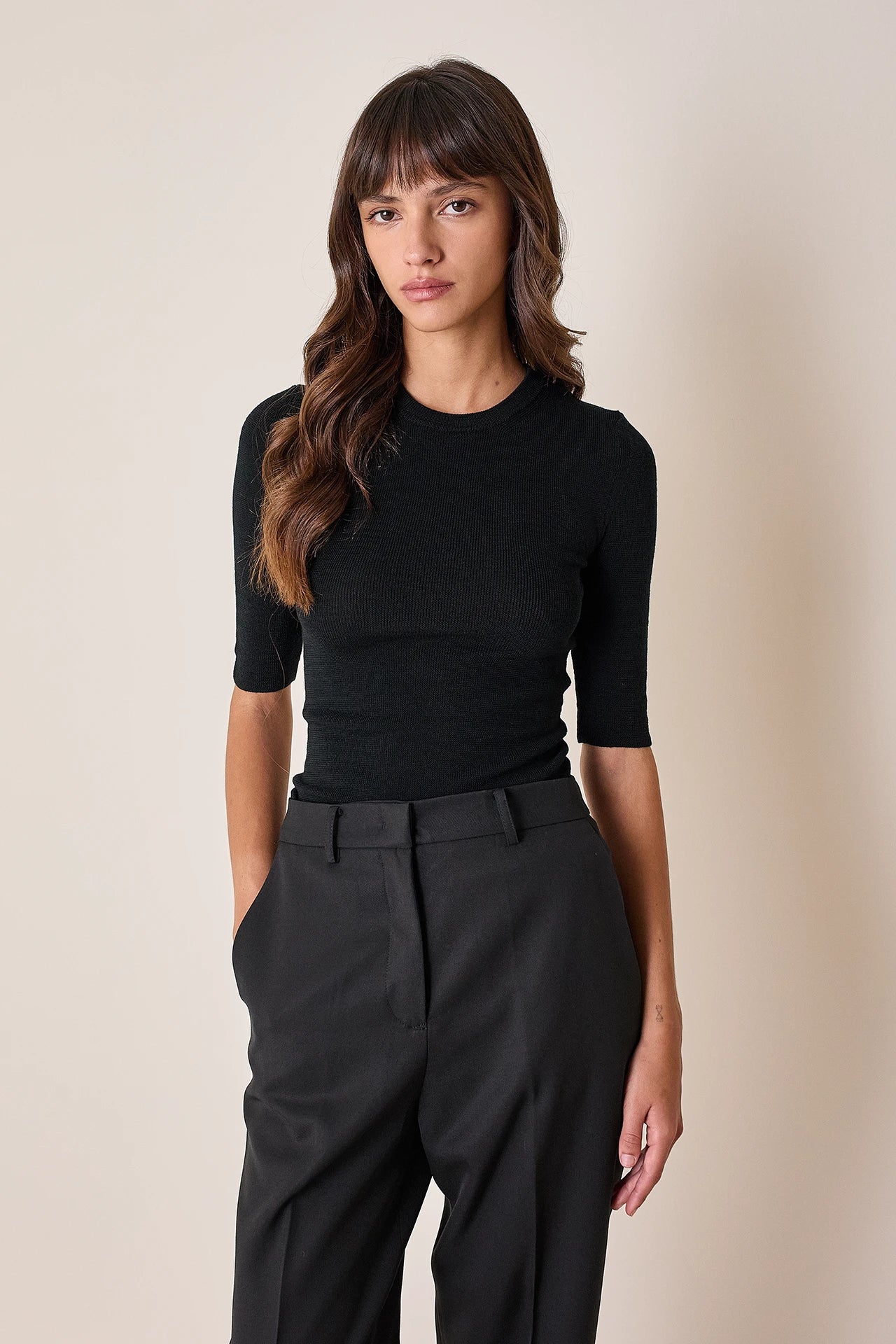 Maglia girocollo a mezze maniche