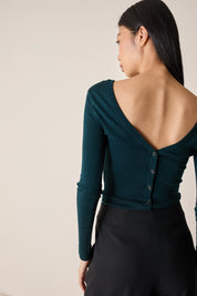 Pullover con scollo a V sulla schiena