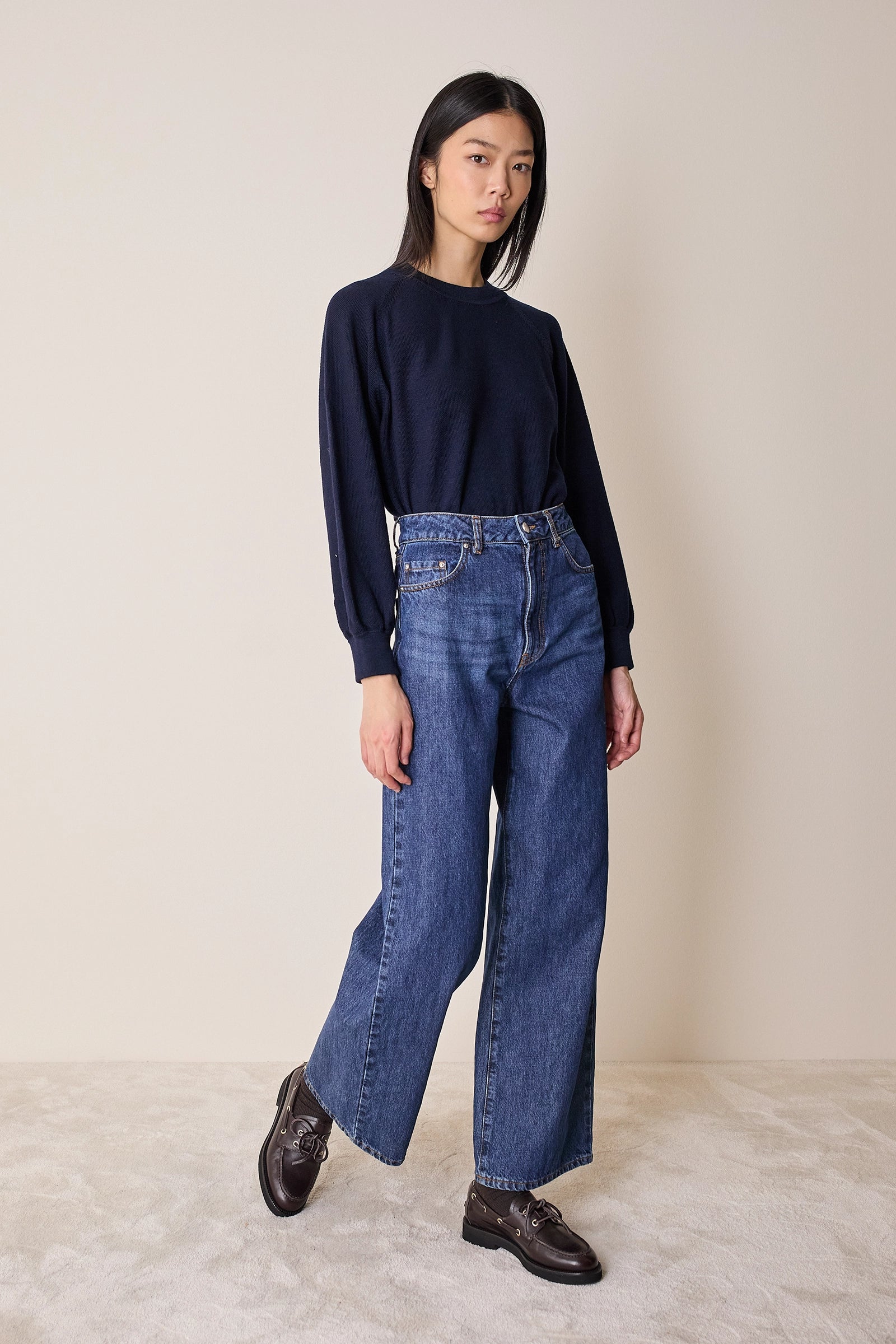 Maglia girocollo con maniche raglan