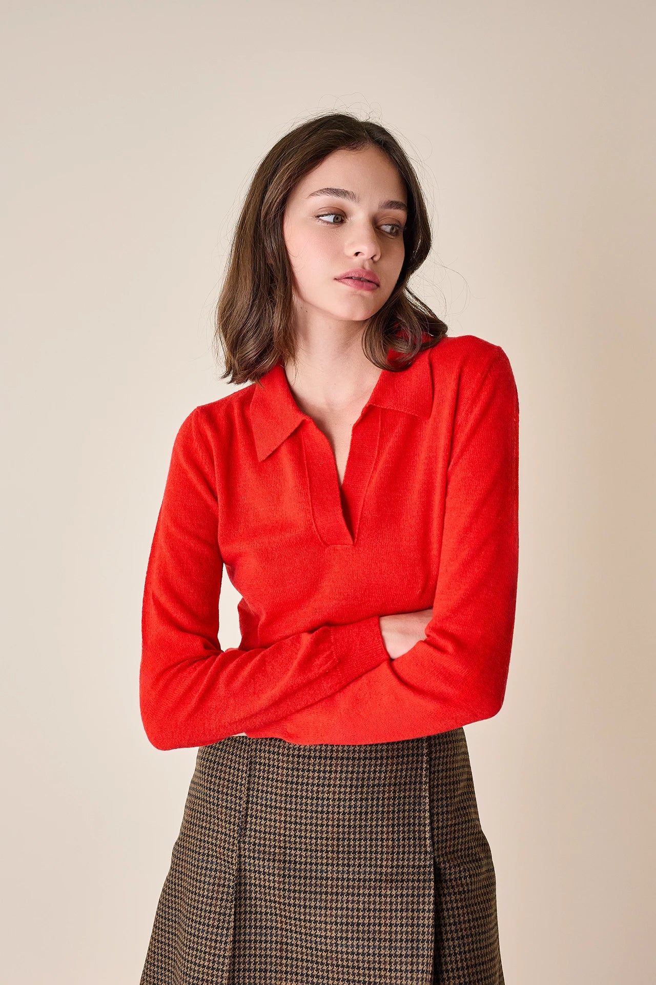 Wool, silk and cashmere polo shirt