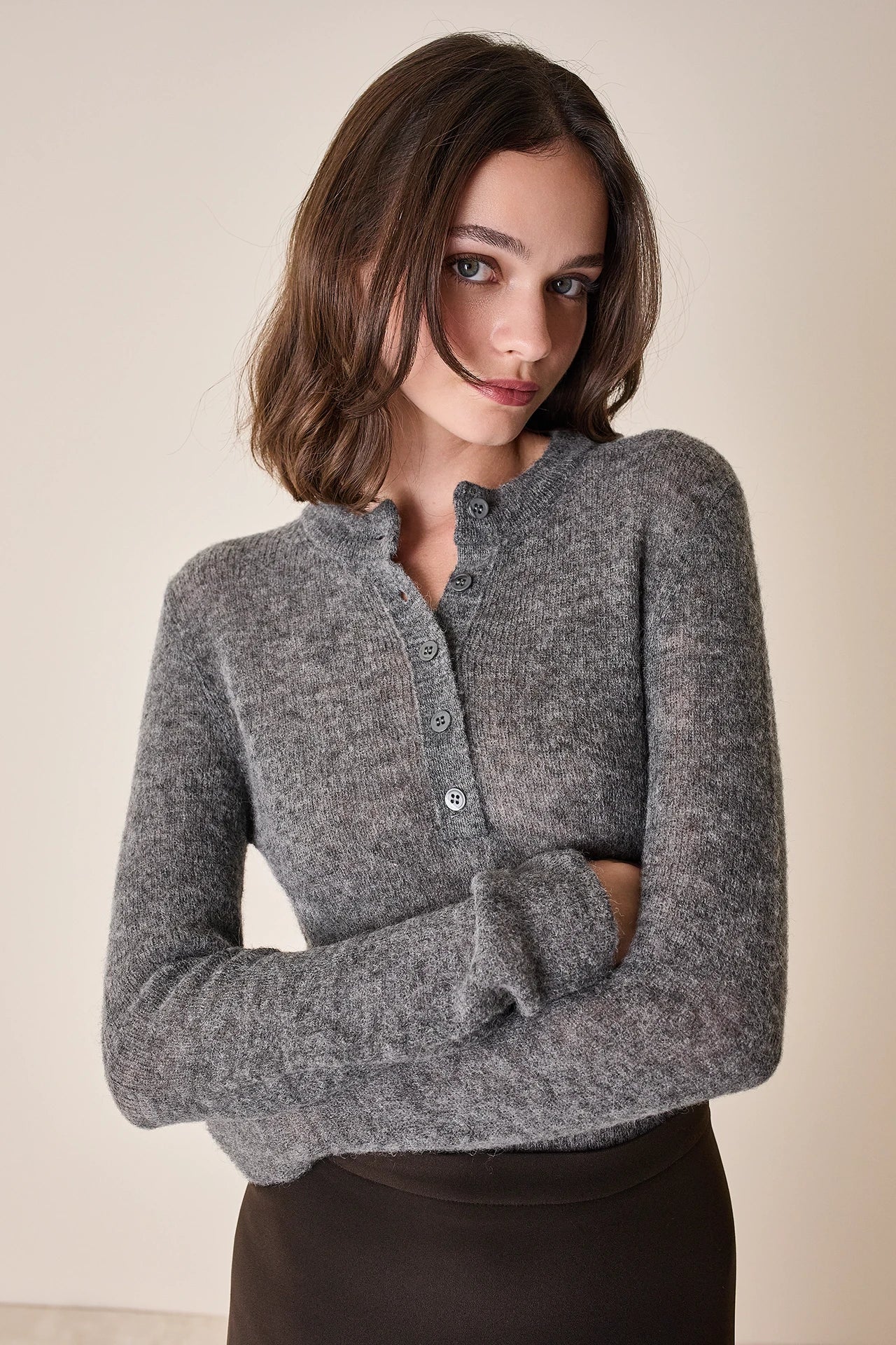 Alpaca blend Henley shirt