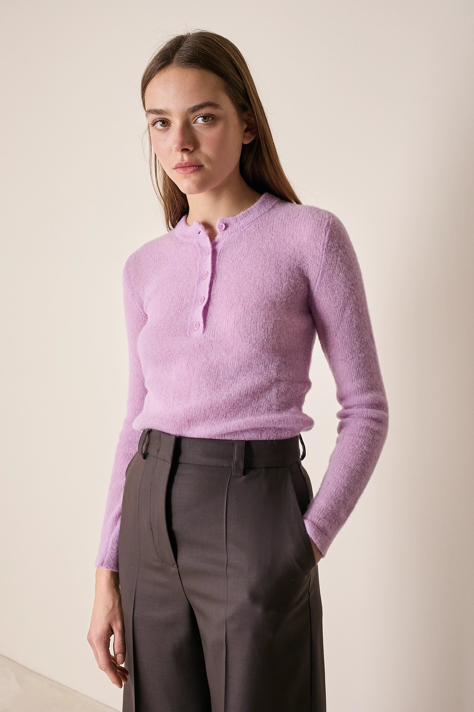 Alpaca blend Henley shirt