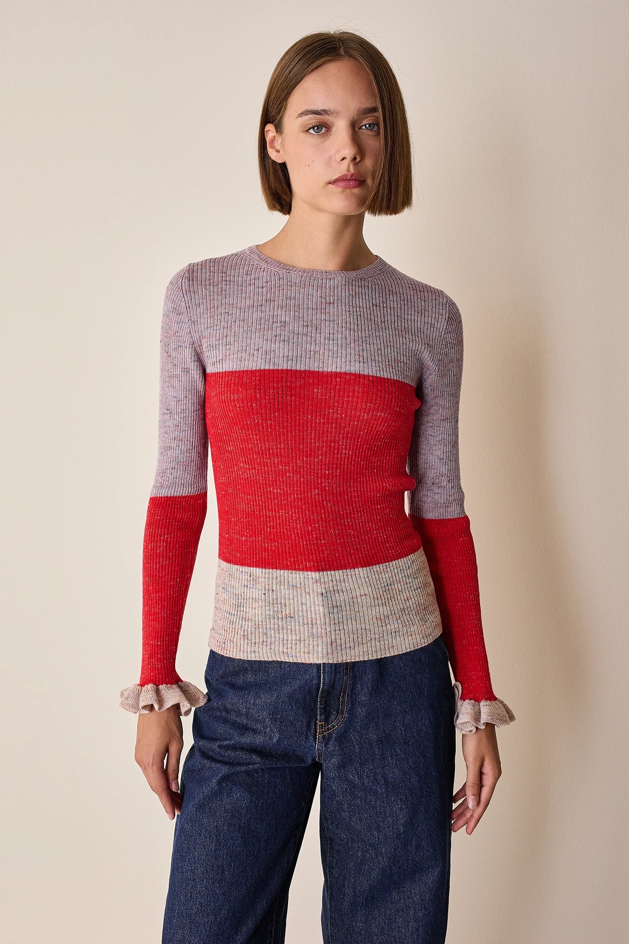 Maglia multicolor con volant