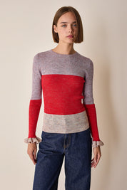 Maglia multicolor con volant