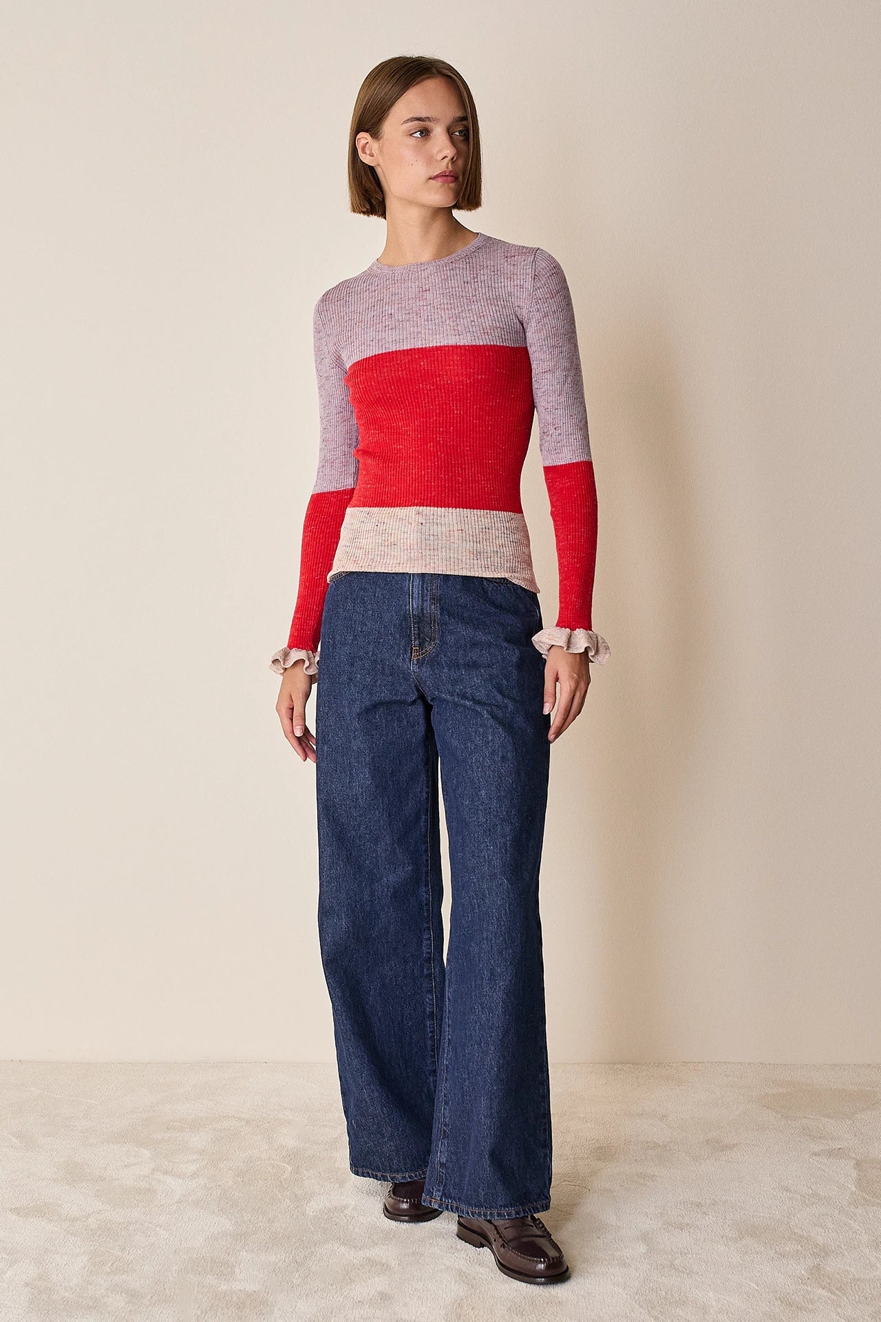 Maglia multicolor con volant