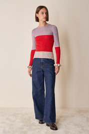 Maglia multicolor con volant