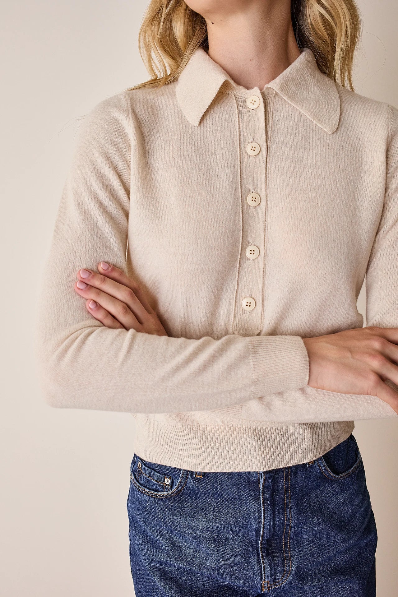 Polo in lana e cashmere con maxi colletto