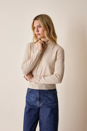 Polo in lana e cashmere con maxi colletto