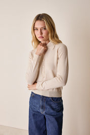 Polo in lana e cashmere con maxi colletto