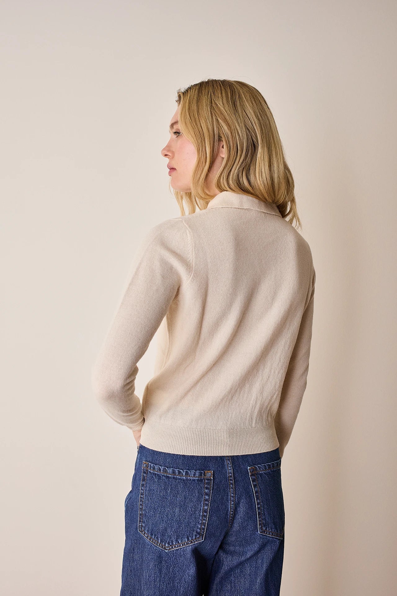 Polo in lana e cashmere con maxi colletto