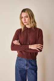 Polo in lana e cashmere con maxi colletto